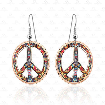 COPPER ARTS INC. COPPER ARTS INC. - CA 53 Colorful Cut Out Peace Sign Earrings